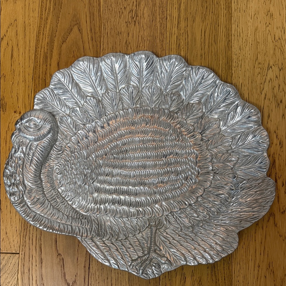 Vintage Haldon group Silver Turkey-Shaped Holiday Platter